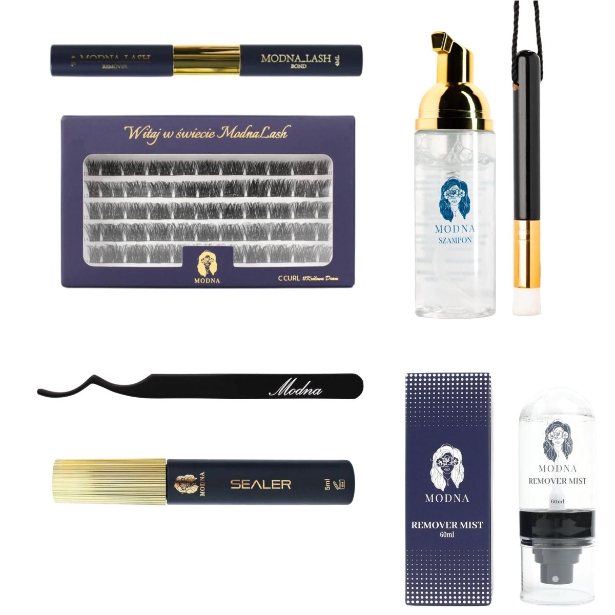 Królowa Dram 50 Kępek Premium Starter Kit - Modna Lash